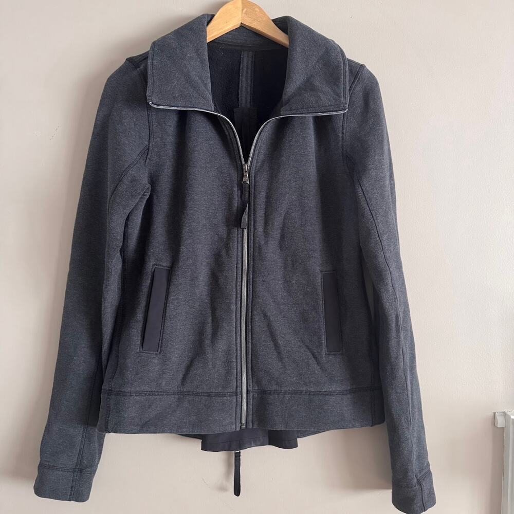 Lululemon En Route Jacket Gray Heathered Fleece Full Zip Jacket Size 10